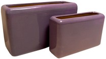 2 vasi rettangolari ceramica colorata viola AT6243VI