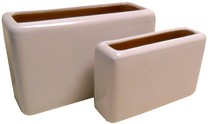 2 vasi rettangolari in ceramica smaltata tinta bianco AT6243BI