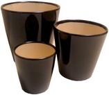 3 vasi rotondi ceramica smaltata in nero lucido  AT6217NL