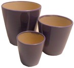 3 vasi rotondi ceramica smaltata in tinta viola AT6217VI