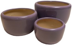 3 ciotole rotonde in ceramica smaltata viola AT6242VI