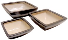 tre ciotole quadrate in ceramica colorata nero lucido AT6138NL
