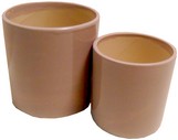 coppia vasi cilindrici ceramica smaltata crema AT6002C