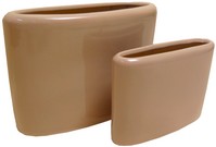 coppia vasi ovali in ceramica colorata crema AT6241C