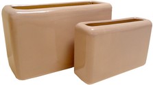 coppia vasi rettangolari in ceramica smaltata tinta crema AT6243C