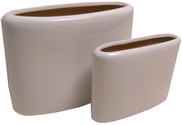 due vasi ceramica ovali tinta bianco AT6241BI