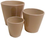 tre vasi rotondi ceramica colorata crema AT6217C