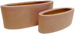 vasi ovali in ceramica smaltata tinta crema AT2549C