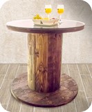 tavolino con bobina legno per avvolgi cavi elettrici