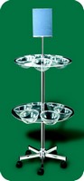 espositore su ruote con 11 vaschette plastica semi sfera trasparenti e prezzo AT303D