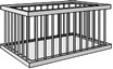 cesta in legno rettangolare per pane sfuso su scaffale