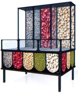espositore dispenser merci sfuse frutta secca,legumi e pane