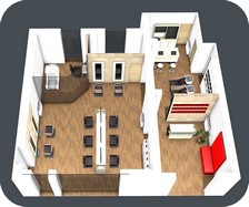 assonometria progetto arredo negozio parrucchiera uomo donna