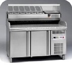 offerta tavolo per preparazione pizze con vetrina refrigerata per componenti pizze