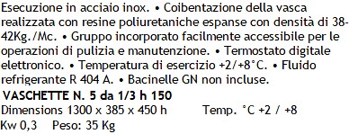 testo vetrina refrigerata porta bacinelle gastronorm GN cm 130