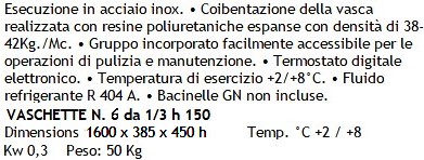 testo vetrine frigo porta bacinelle gastronorm GN cm 160 per pizzaioli