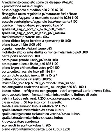 caratteristiche arredo gastronomia panetteria TORI1001