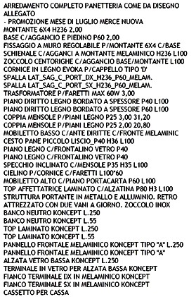 caratteristiche arredo panetteria salumeria TORI2001
