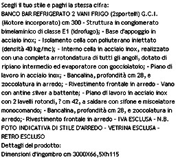 caratteristiche banco bar con lavelli e cella TORI5001