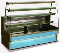 banco pasticceria con vetri curvi