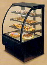banco pasticceria ventilata nero e 4 piani con luci