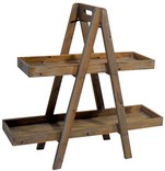 scaffale legno a scaletta 2 ripiani con bordo