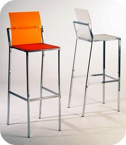 sgabelli alti con sedile metacrilato o legno e gambe cromate ATG726
