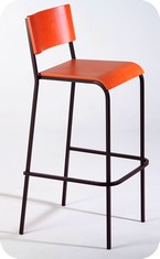 sgabello alto gambe metallo verniciato e sedile con schienale multistrato ATG718