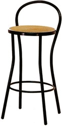 sgabello alto tubo nero sedile paglia vienna poggia piedi per pub birreria ATG702