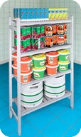 scaffale in alluminio prodotti alimentari con grandi portate