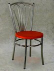 sedia in metallo cromato e sedile in plastica rossa 424