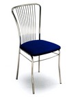 sedia in metallo cromato e sedile in stoffa imbottita colore blu 403