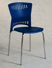 sedia con struttura in plastica blu e struttura metallica cromata per bar gelaterie 429