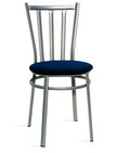 sedia in tubolare metallico verniciato alluminio e sedile in polipropilene blu 413