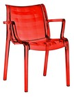 sedia in policarbonato trasparente rosso con braccioli per gelaterie e pasticcerie 360