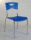 sedie in polipropilene blu trasparente e struttura in metallo cromato 430