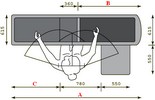 disegno banco cassa con misure ingombro