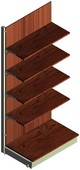 scaffalatura con piani in legno e base profonda