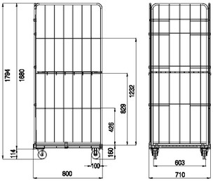 disegno roller container in filo ferro