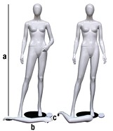 dimensioni manichino donna con testa uovo e braccio intercambiabile