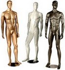 presentazione manichini uomo con testa amorfa e laccati lucidi colorati