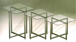 tavolini per esposizione in acciaio inox 3 altezze con vetri