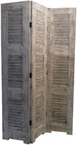 divisorio pieghevole con tre ante persiane legno sbiancato M1150