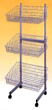 scaffale con 3 cesti in filo ferro verniciato bianco su ruote GS04060X