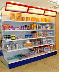 scaffalatura metallica per prodotti colorificio