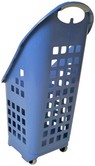 cestino con ruote trolley in blu per spesa minimarket