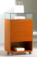 banco cassettiera con vetrinetta teca 62 x 40 x 105 AT6-105B