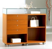 banco vendita con teca e cassettiera 119 x 40 x 105 AT12-105B