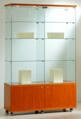 doppia vetrina con mobiletto nobilitato e cappello con luci 117 x 40 x 180 AT12-18LM