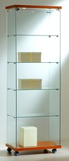 vetrina con ruote e piano top con faretti alogeni cm 60 x 40 x 181 AT6-18L